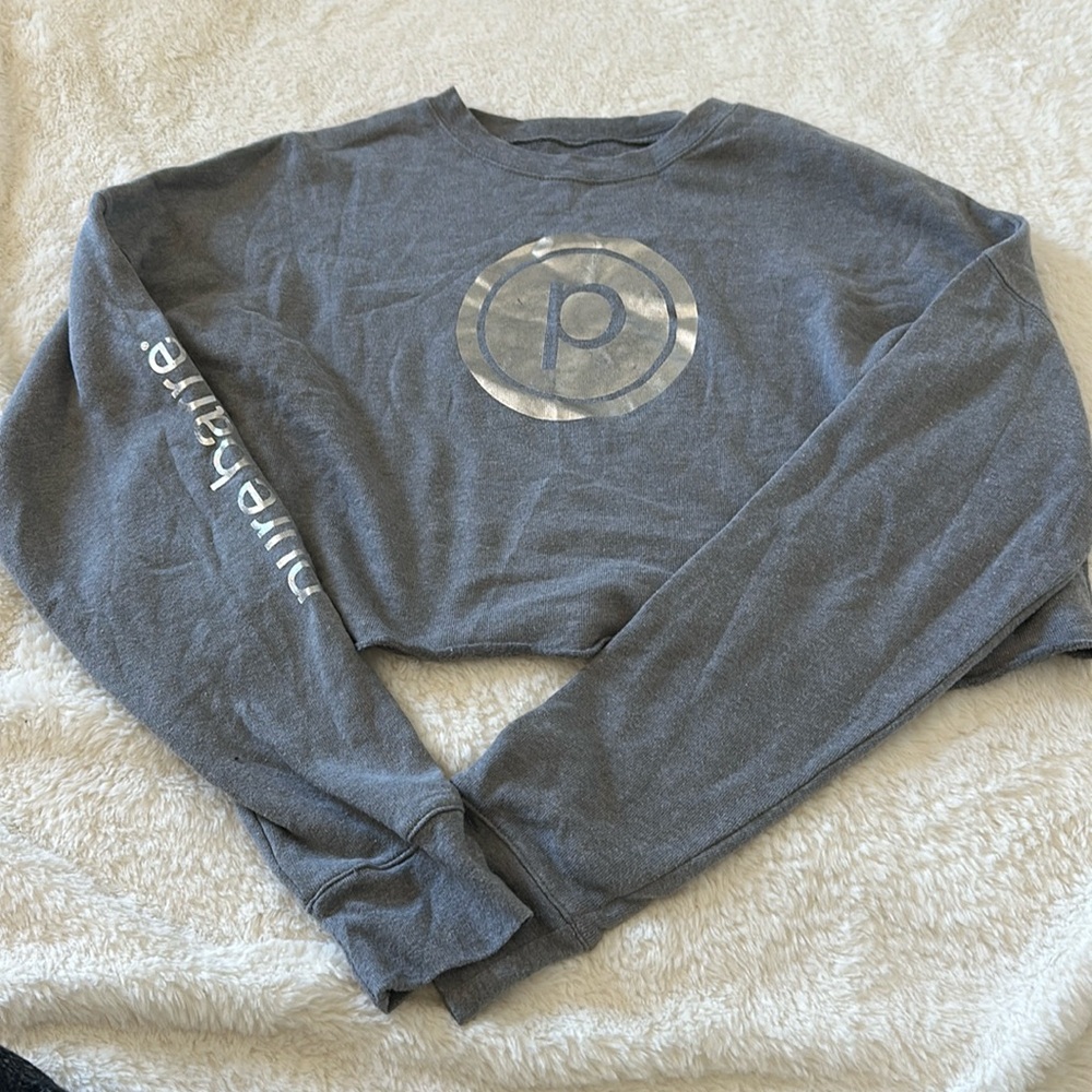 Like new Pure Barre cropped gray sweater